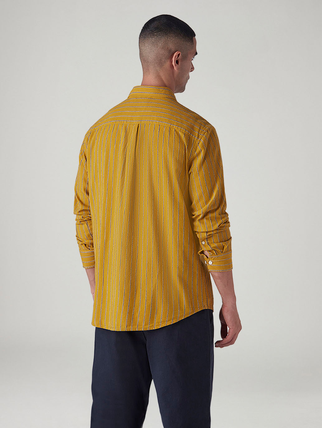 Men's Striped Slim Fit Dobby Shirt - Back View
