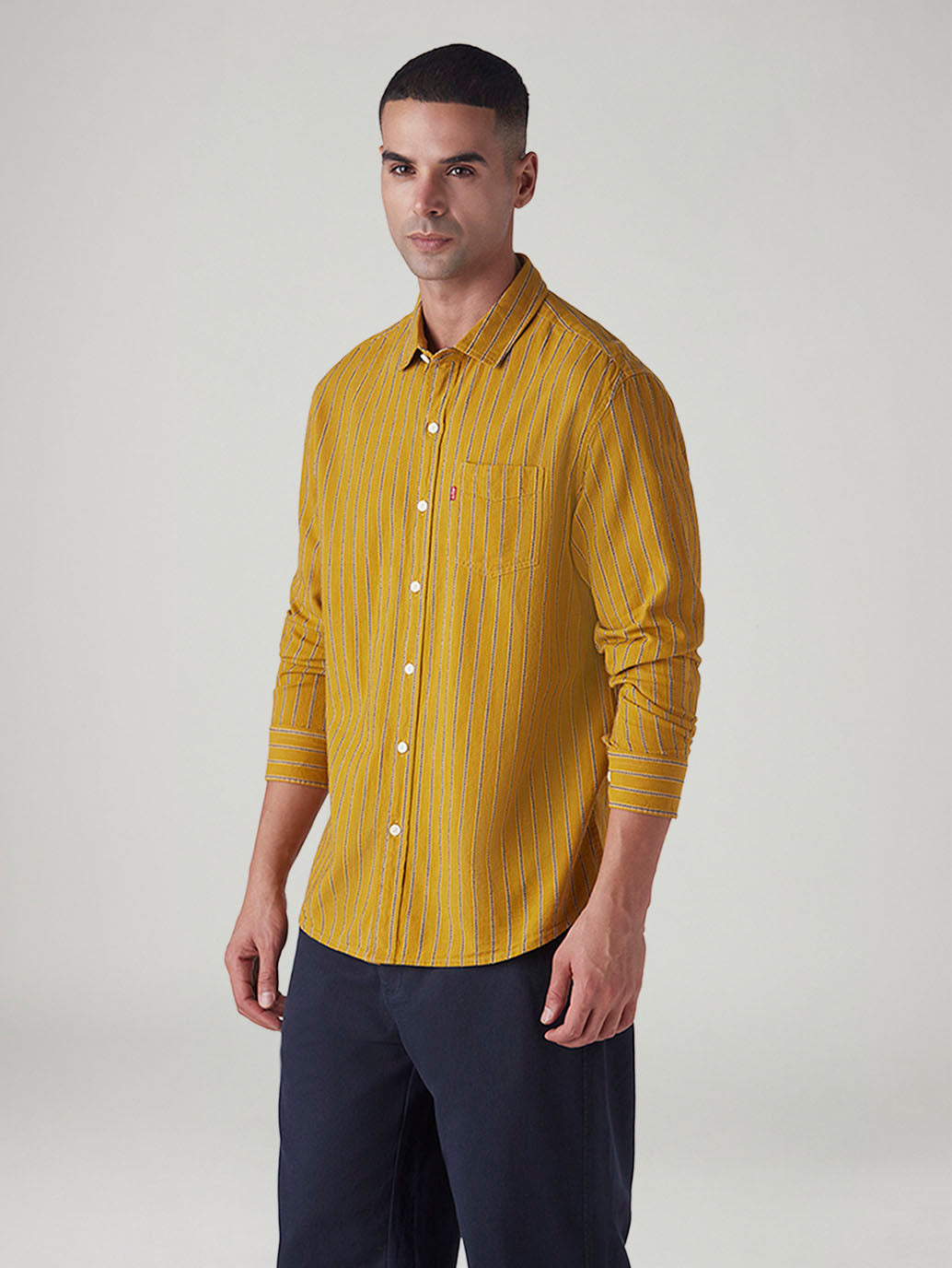 Men's Striped Slim Fit Dobby Shirt - Side View