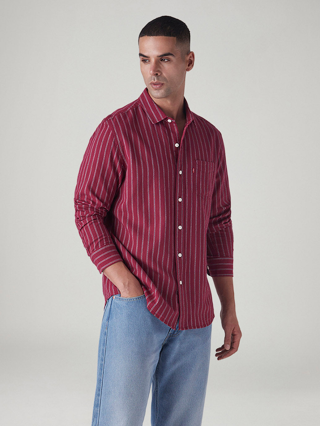 Men's Striped Slim Fit Dobby Shirt