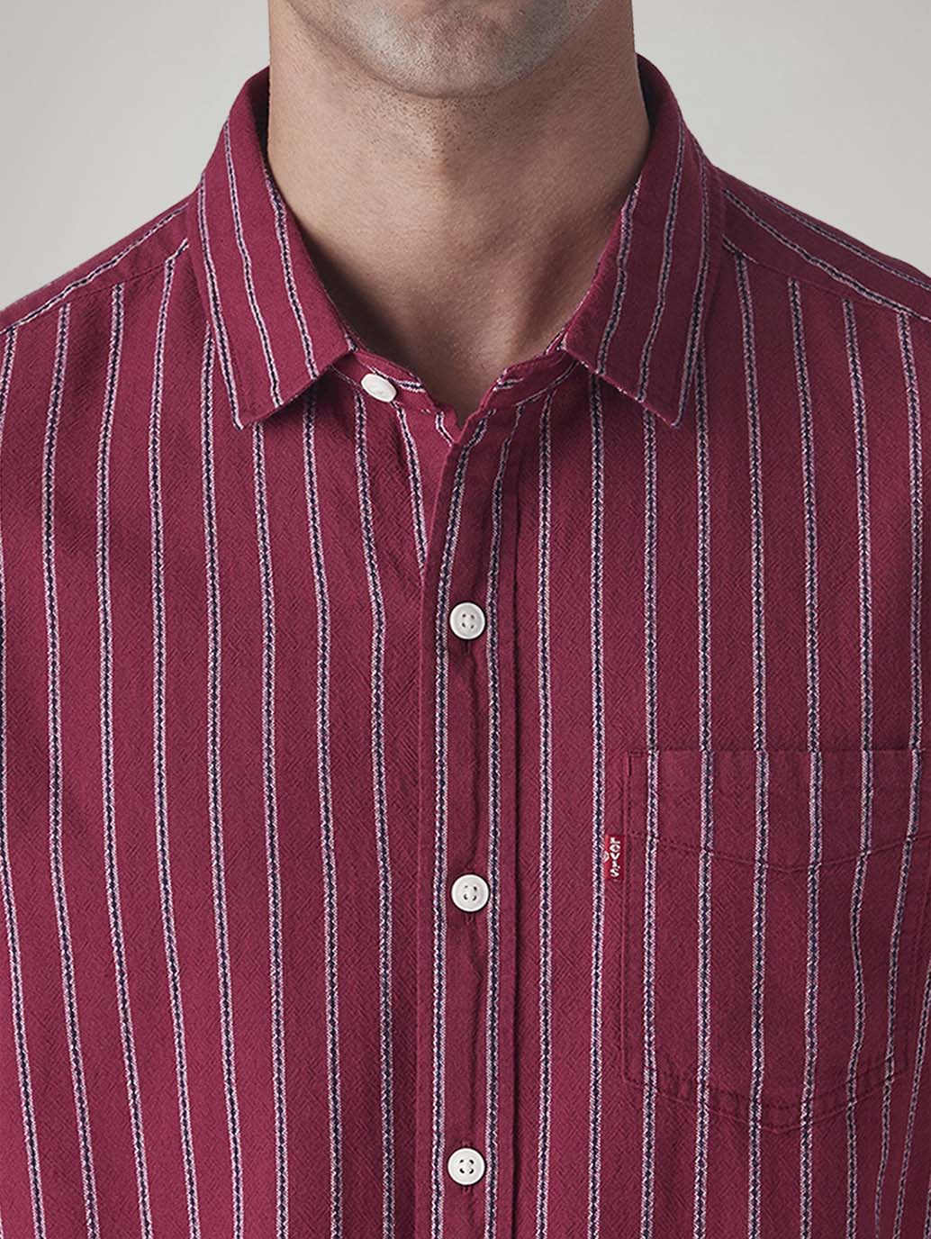 Men's Striped Slim Fit Dobby Shirt - Detail View