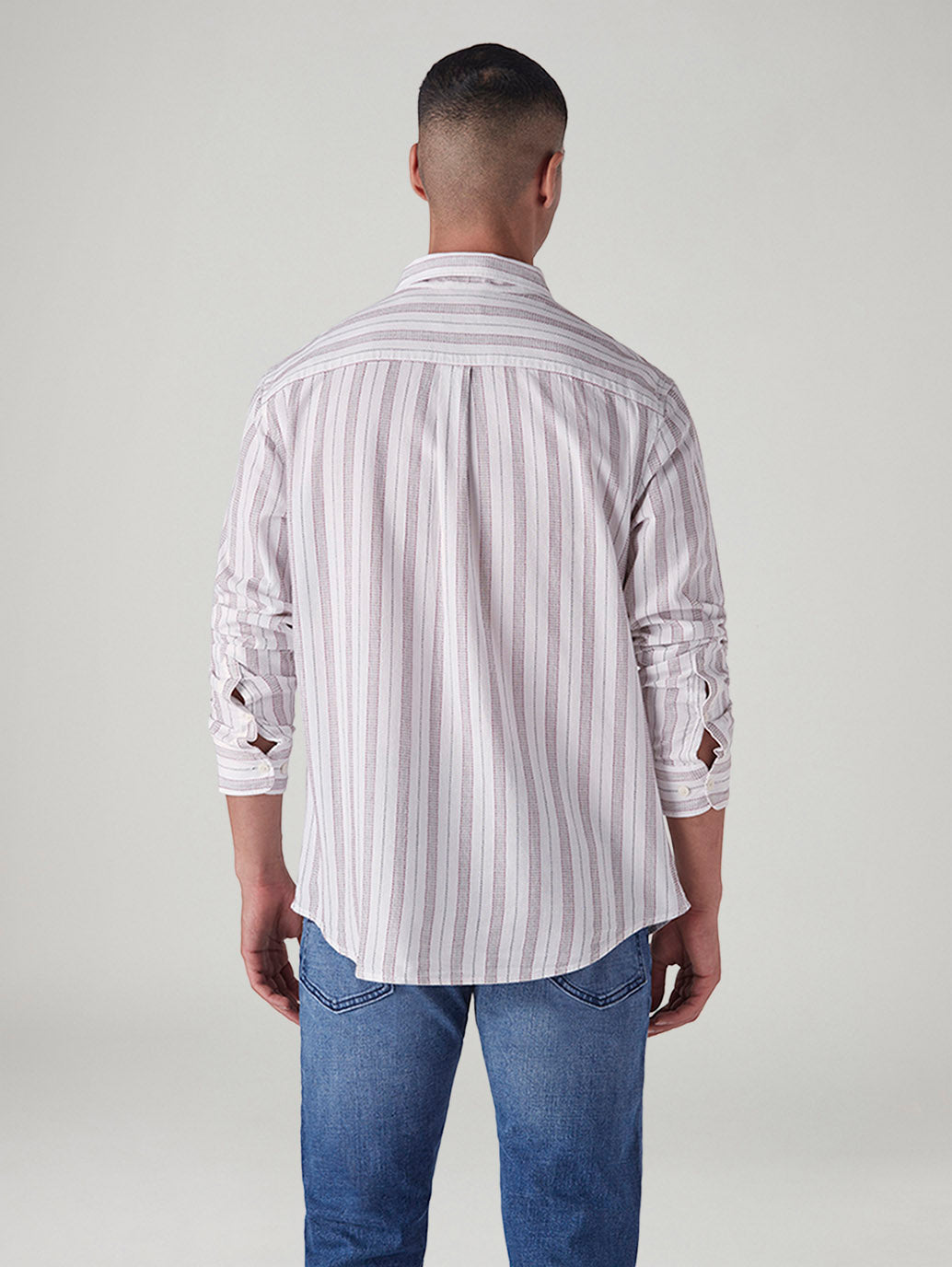 Men's Striped Slim Fit Dobby Shirt - Back View