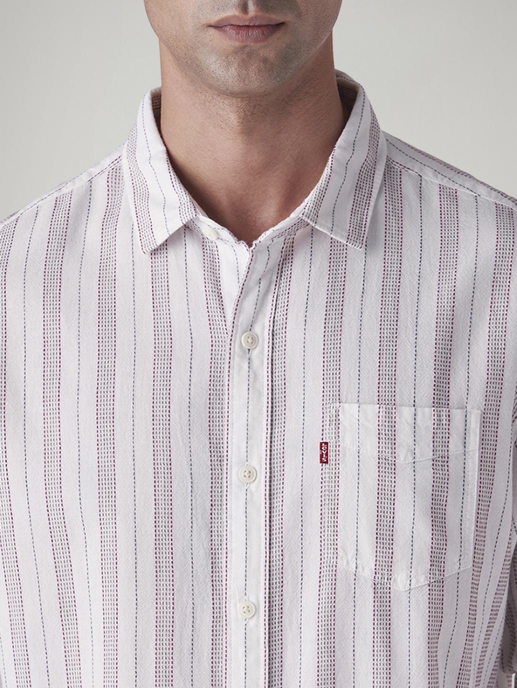 Men's Striped Slim Fit Dobby Shirt - Detail View