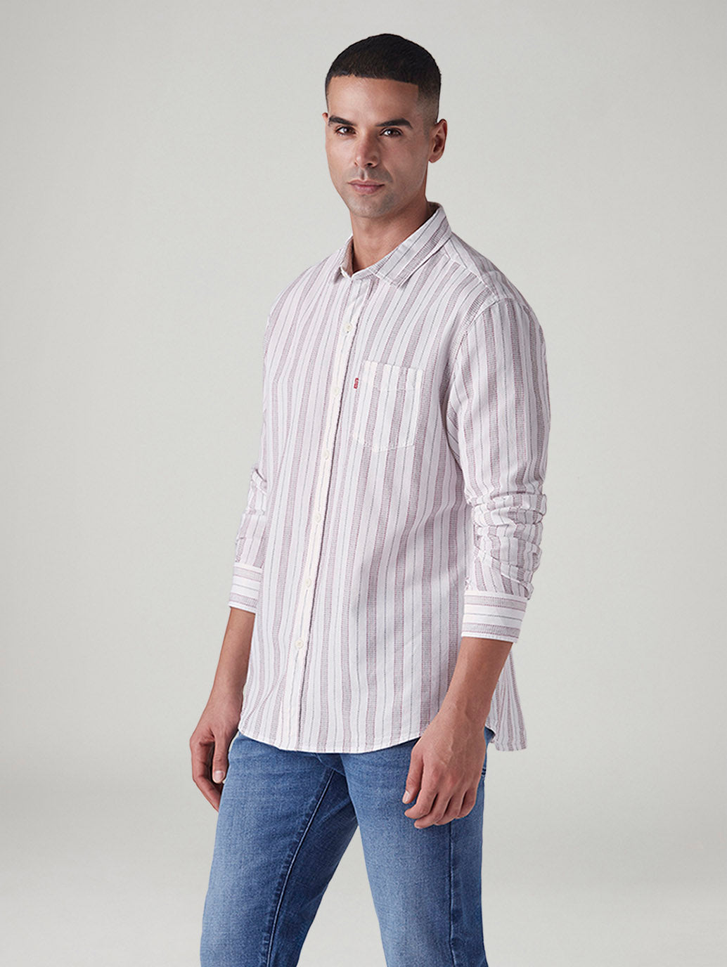 Men's Striped Slim Fit Dobby Shirt - Side View