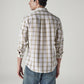Men's Checkered Slim Fit Linen Shirt - Back View