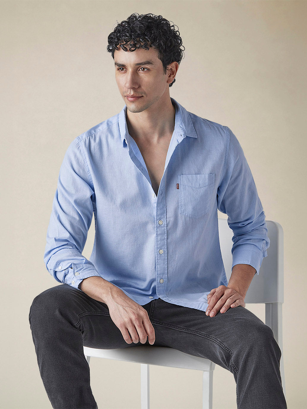 Men's Solid Slim Fit Linen Shirt