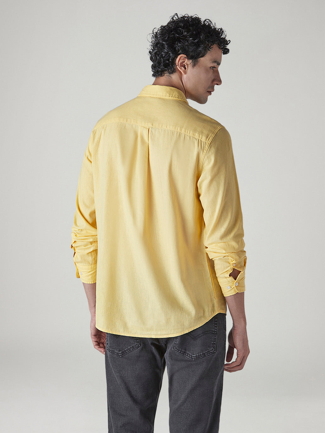 Men's Solid Slim Fit Shirt - Back View