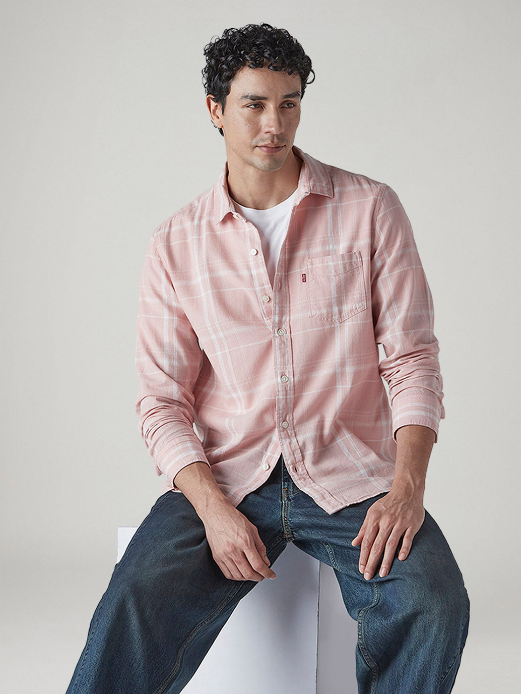 Men's Checkered Slim Fit Linen Shirt