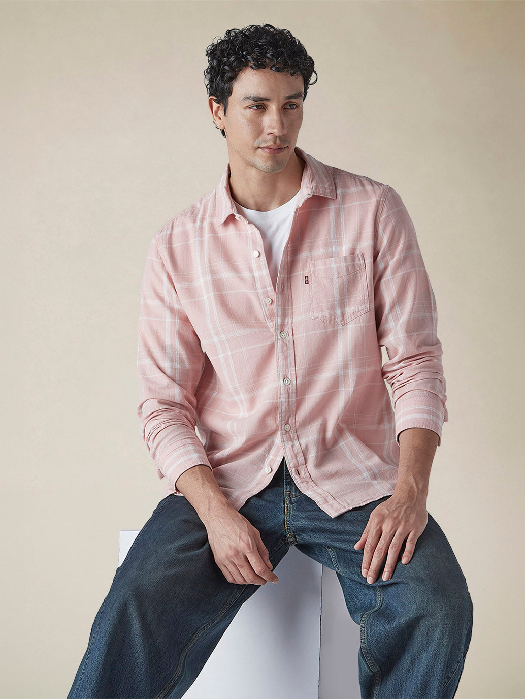 Men's Checkered Slim Fit Linen Shirt