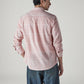 Men's Checkered Slim Fit Linen Shirt - Back View