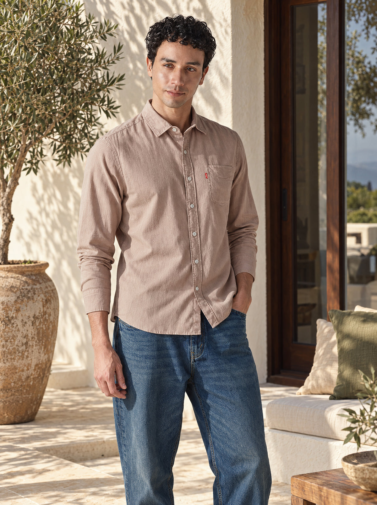 Men's Solid Slim Fit Linen Shirt