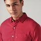 Men's Solid Slim Fit Oxford Shirt - Detail View