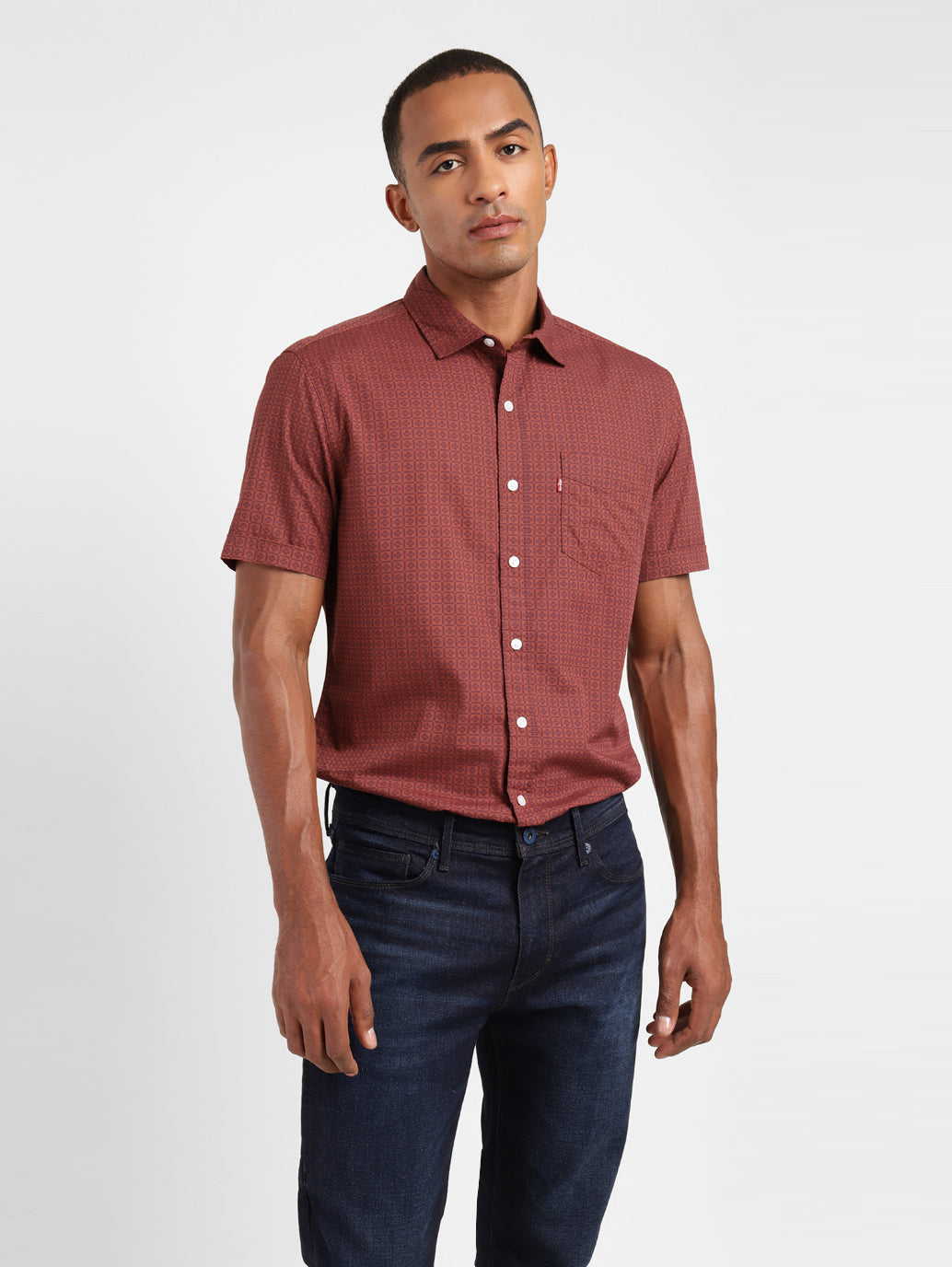 Men's Geometric Print Slim Fit Shirt - 56bddb49-4372-4e03-a305-a121df5ad8d6 View