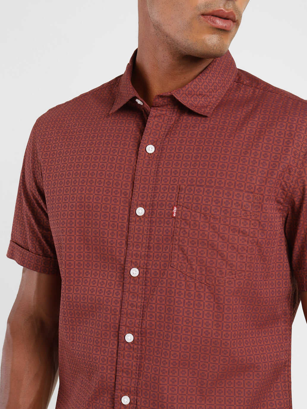 Men's Geometric Print Slim Fit Shirt - 49cedbe8-c923-454a-b564-256aa340fcc9 View