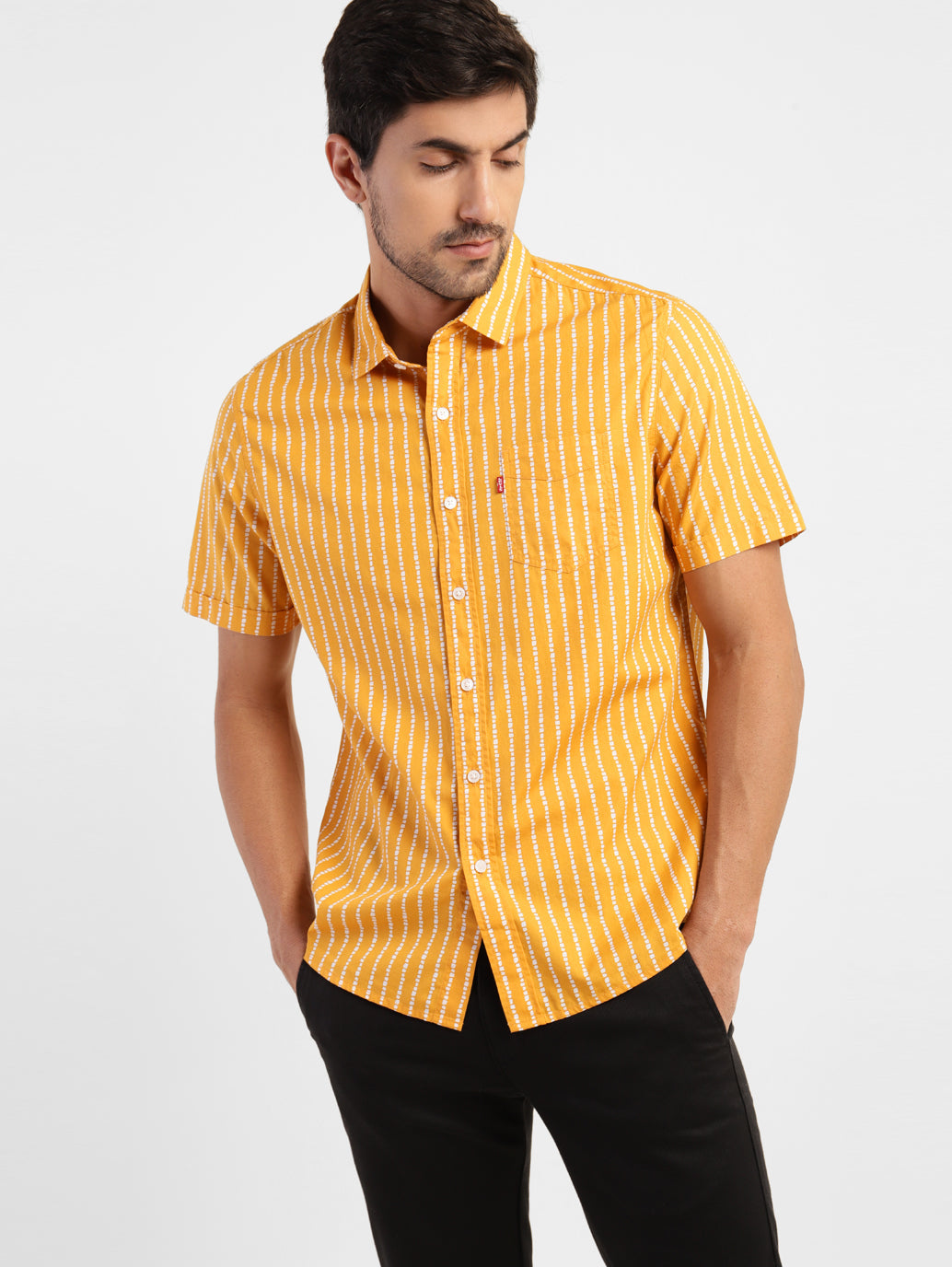 Men's Striped Spread Collar Shirt - 6b52cb5f-0ca7-41e8-80f2-f3892a4d7906 View