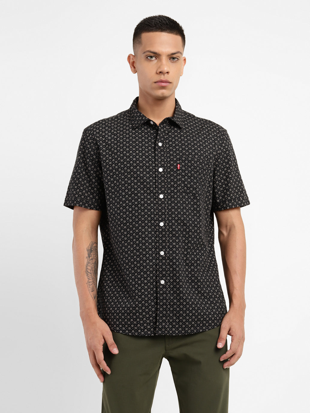 Men's Geometric Print Slim Fit Shirt - b0a88c20-75bc-4f3d-ab42-47a878e922a0 View