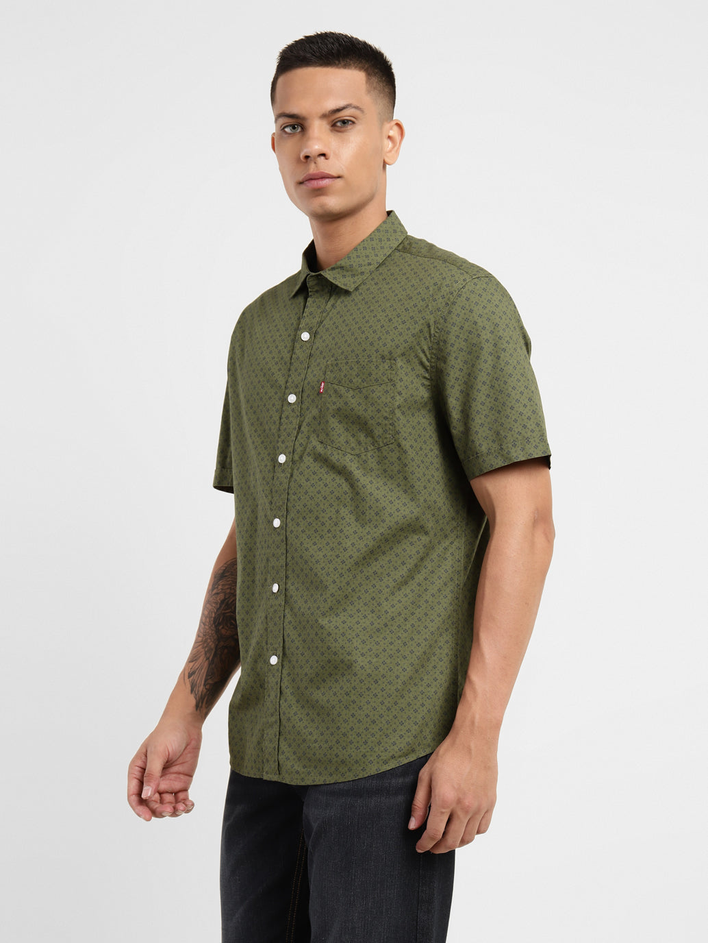Men's Geometric Print Slim Fit Shirt - 601b45b8-107e-4917-8ad8-16e5350fb14a View