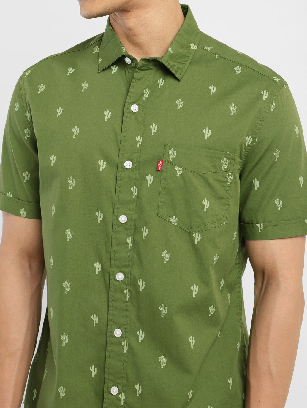 Men's All Over Printed Slim Fit Shirt - FrontDetails View