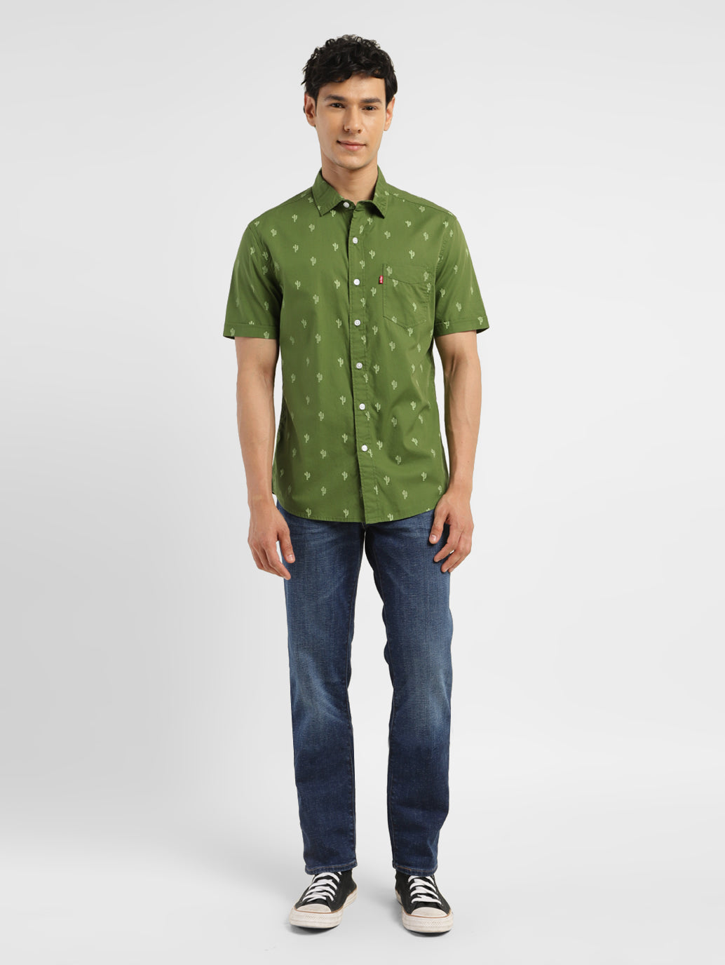 Men's All Over Printed Slim Fit Shirt - ModelFront View