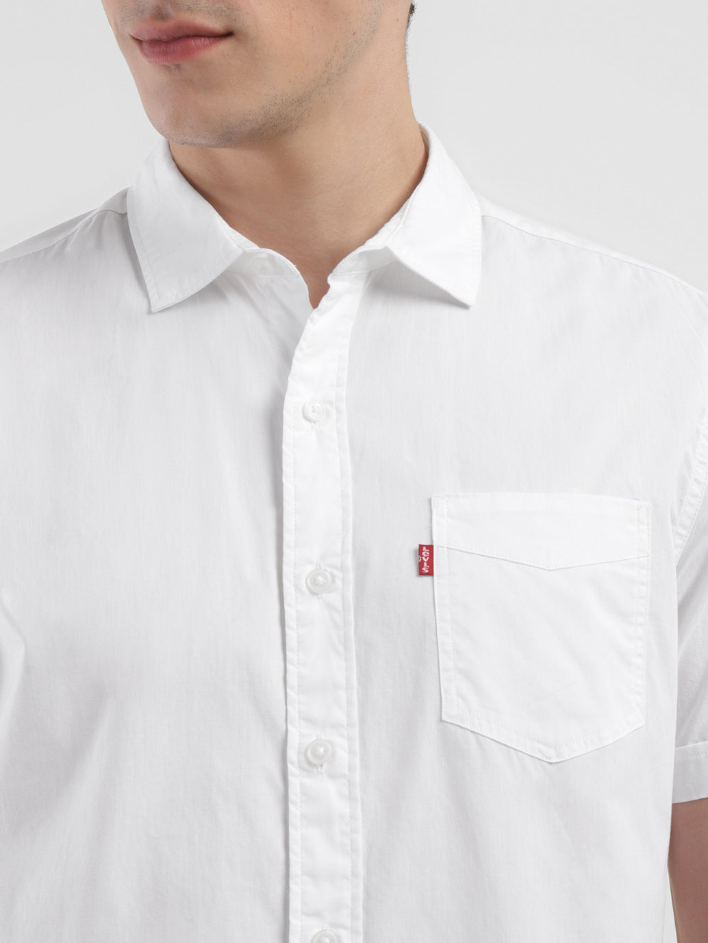 Men's Solid Slim Fit Shirt - FrontDetails View