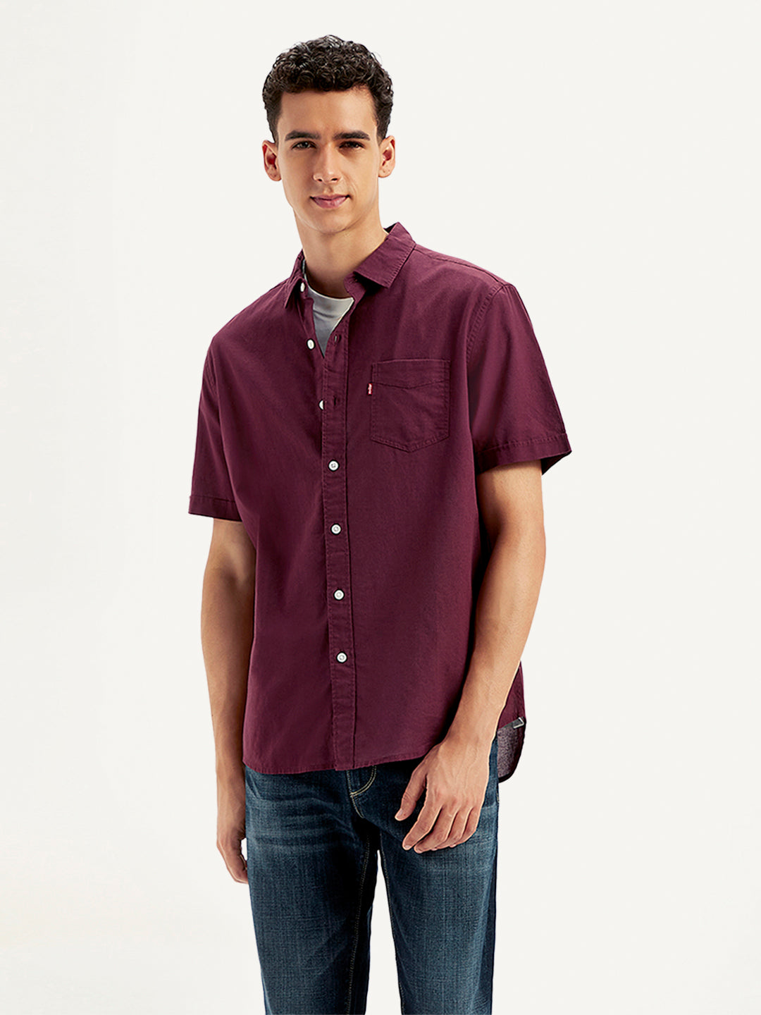 Men's Solid Slim Fit Shirt - Front View
