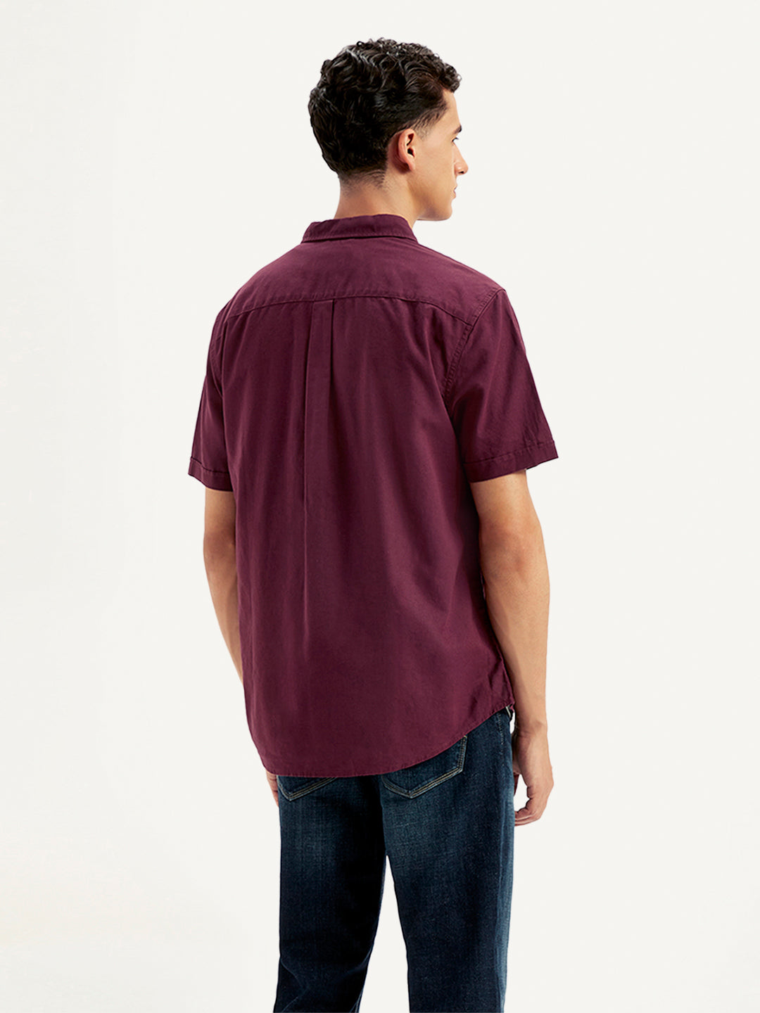 Men's Solid Slim Fit Shirt - Back View