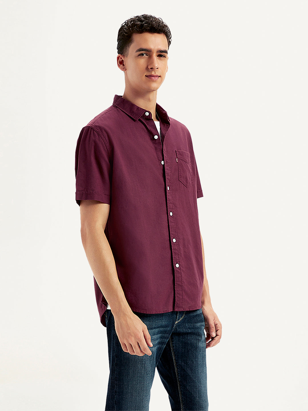 Men's Solid Slim Fit Shirt - Side View