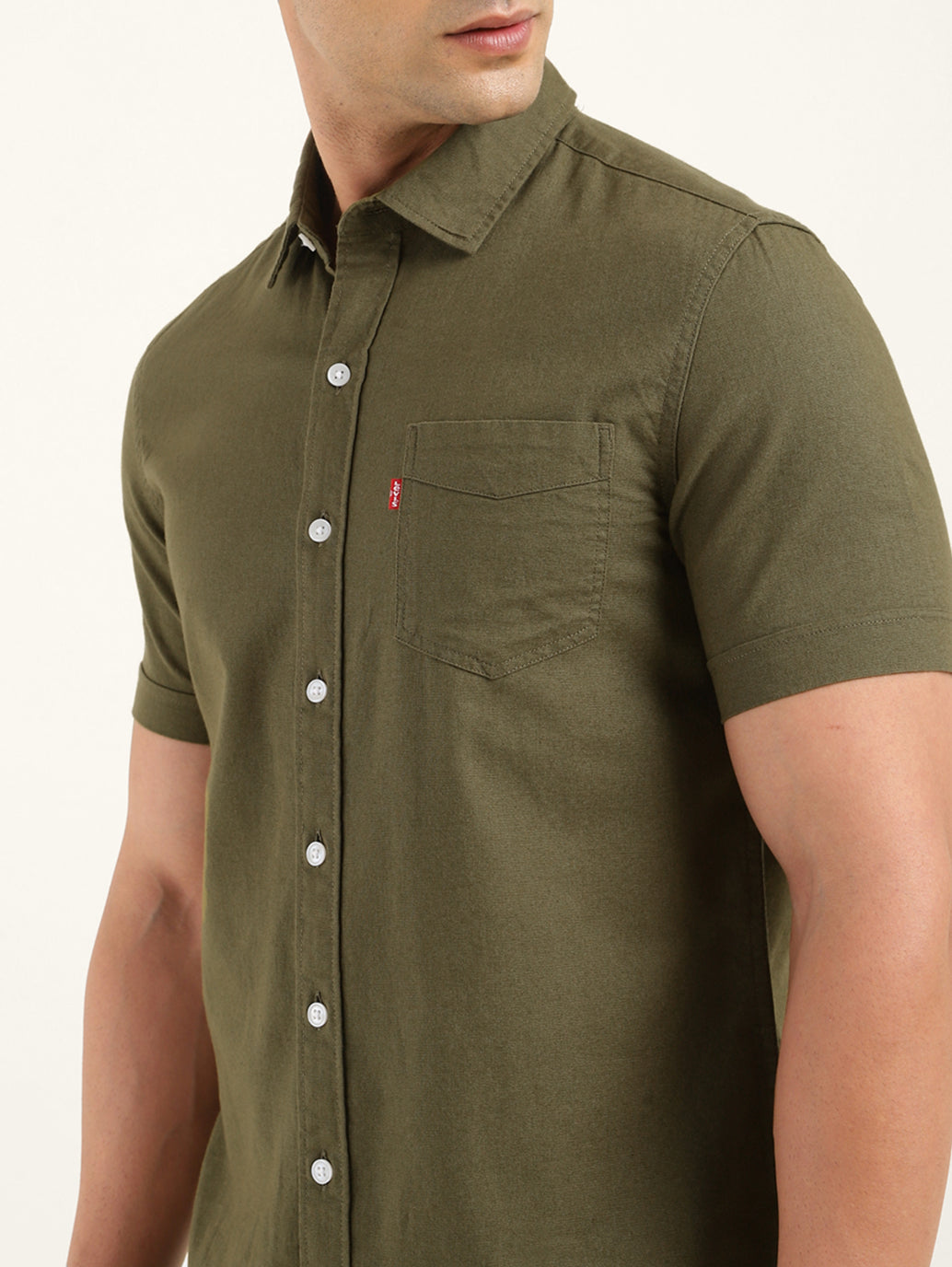 Men's Solid Slim Fit Shirt - Detail View