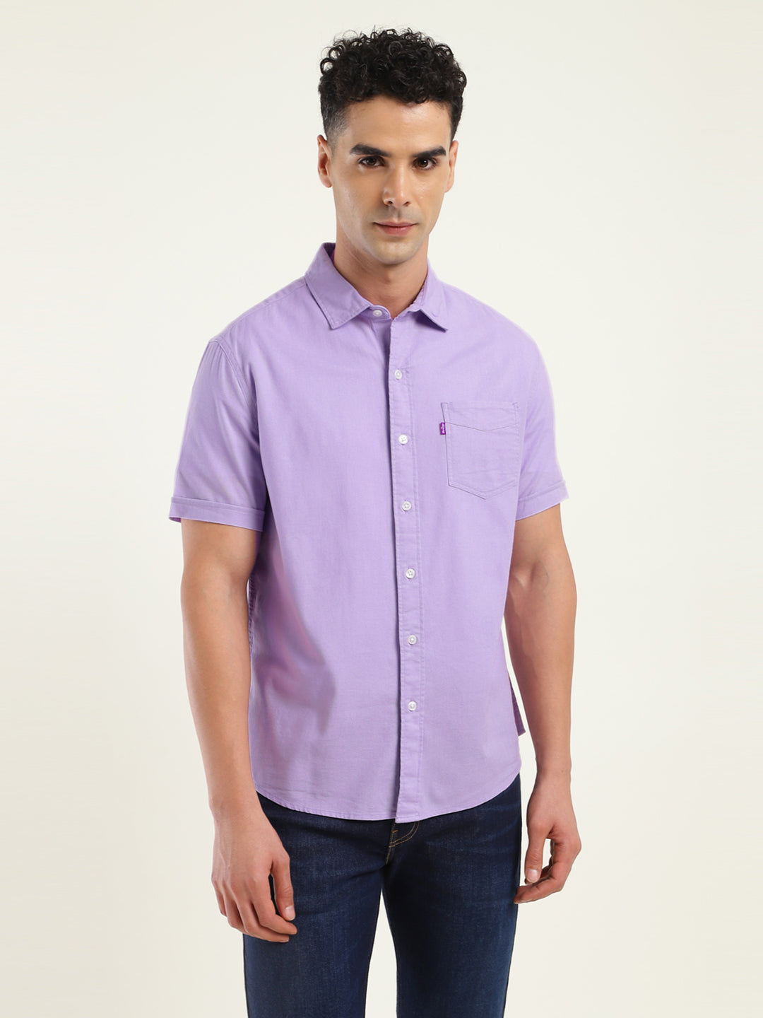 Men's Solid Slim Fit Shirt - Front View