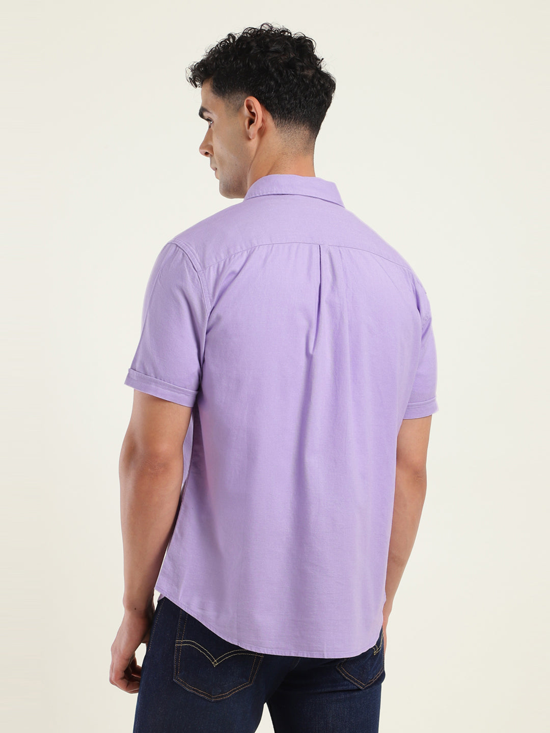 Men's Solid Slim Fit Shirt - Back View
