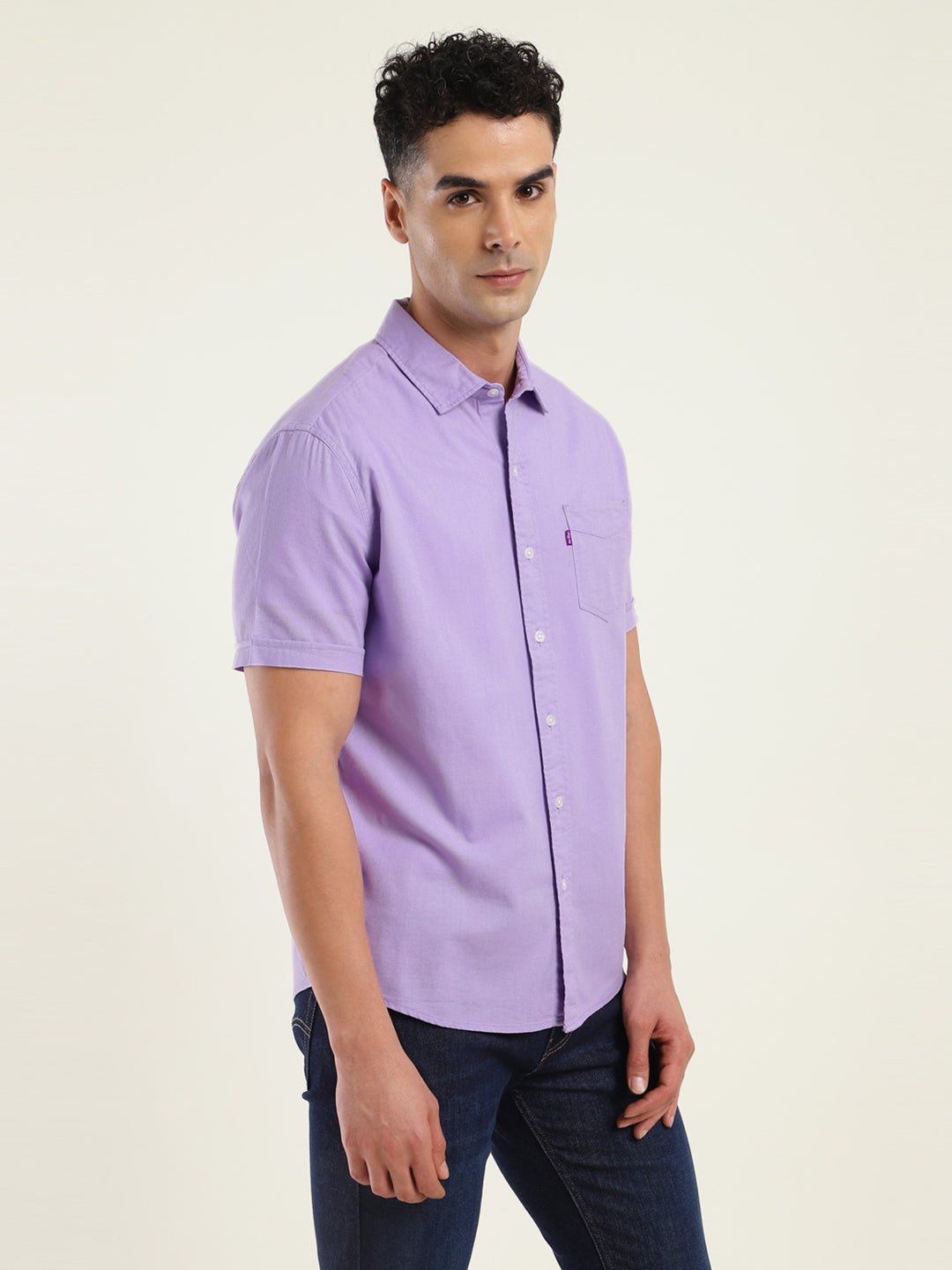 Men's Solid Slim Fit Shirt - Side View