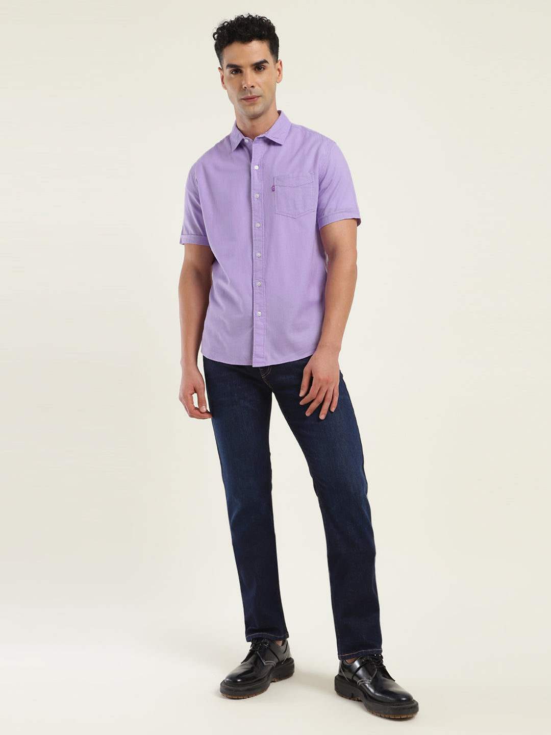Men's Solid Slim Fit Shirt - Front View