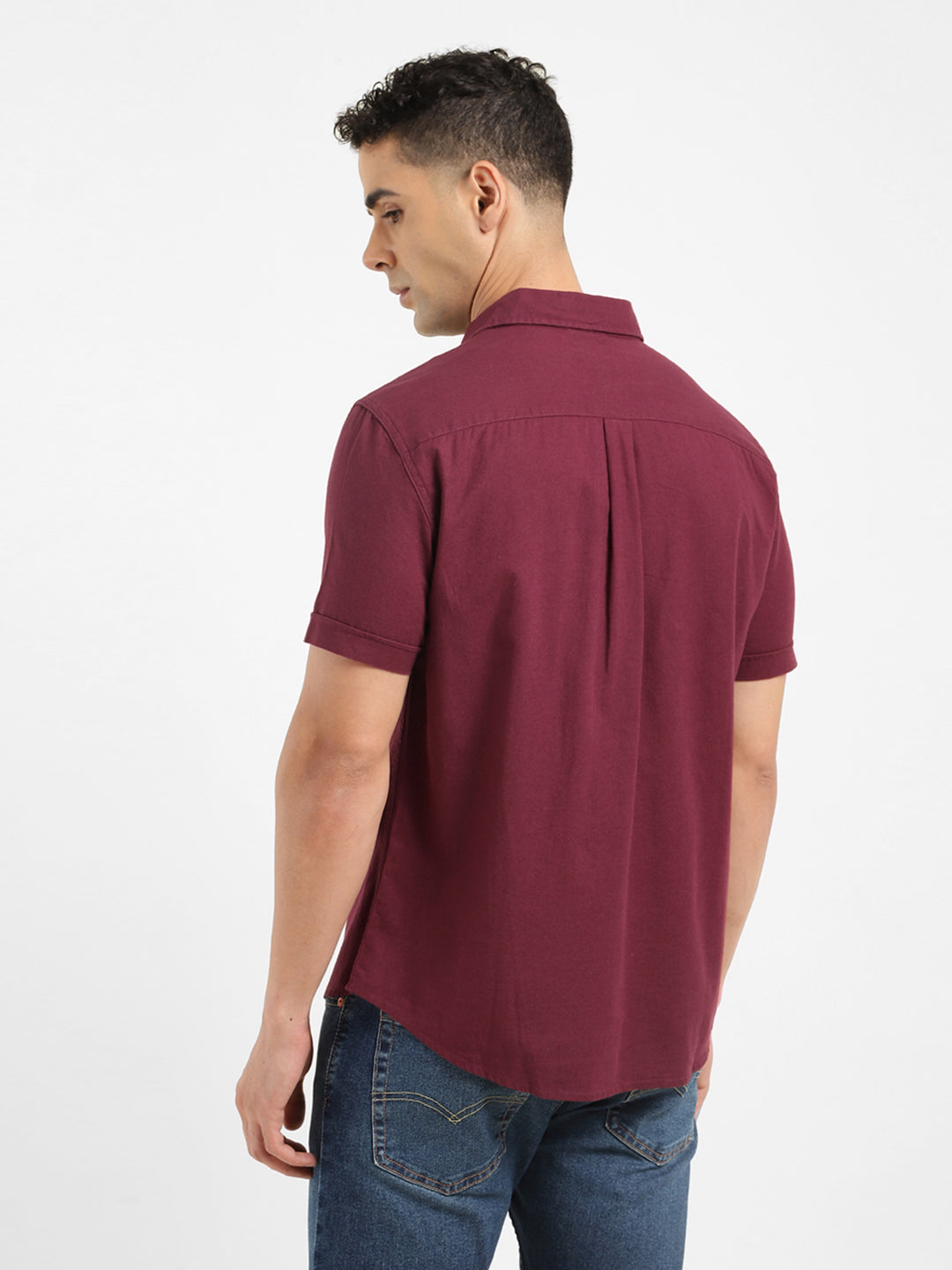 Men's Solid Slim Fit Shirt - Back View