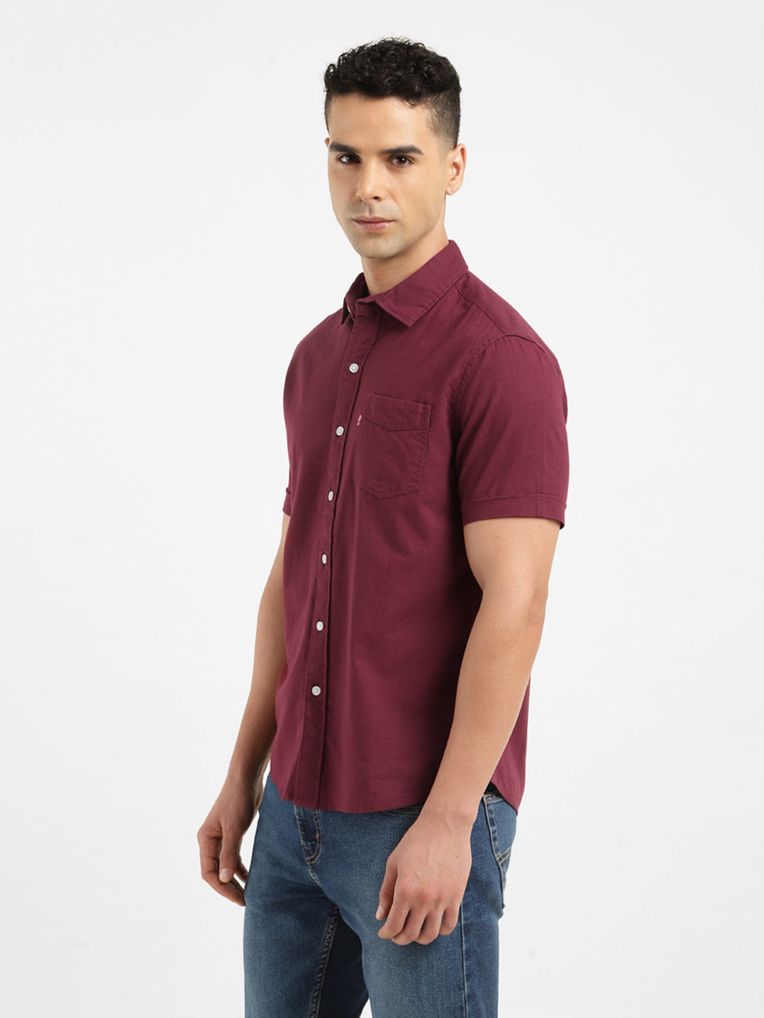 Men's Solid Slim Fit Shirt - Side View