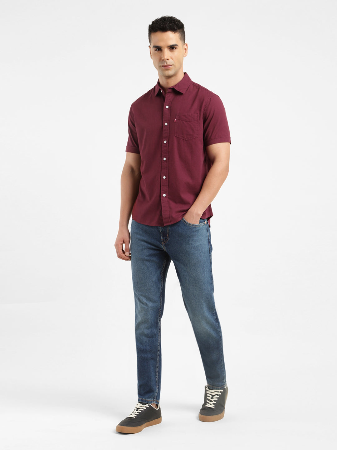 Men's Solid Slim Fit Shirt - ModelFront View