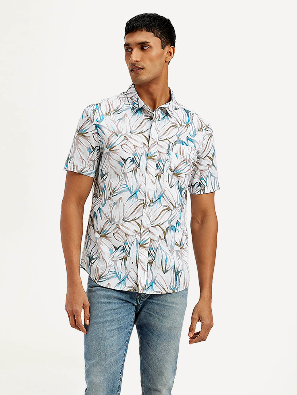 Men's Floral Slim Fit Shirt - Front View