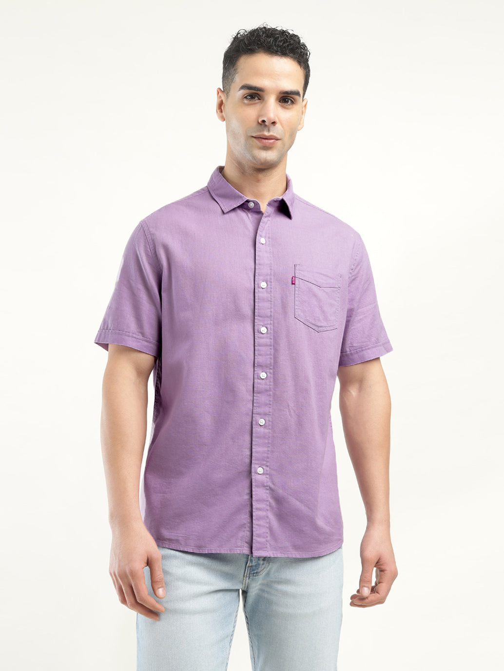 Men's Solid Slim Fit Shirt - Front View