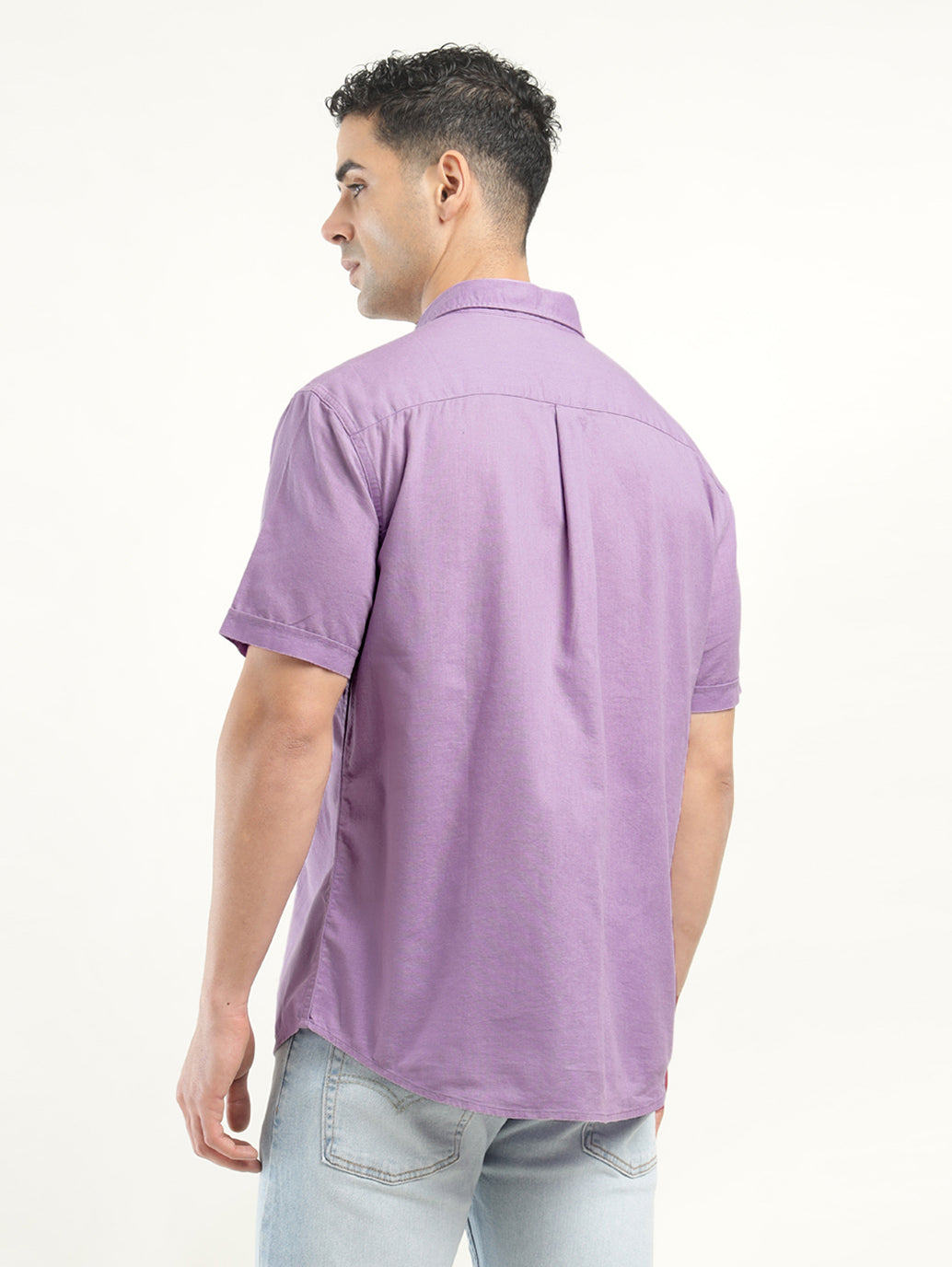 Men's Solid Slim Fit Shirt - Back View