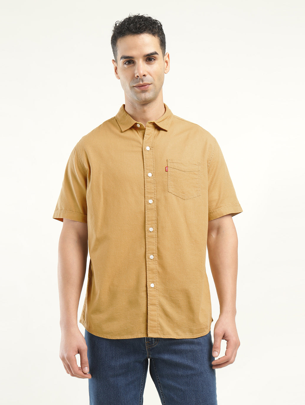 Men's Solid Slim Fit Shirt - Front View