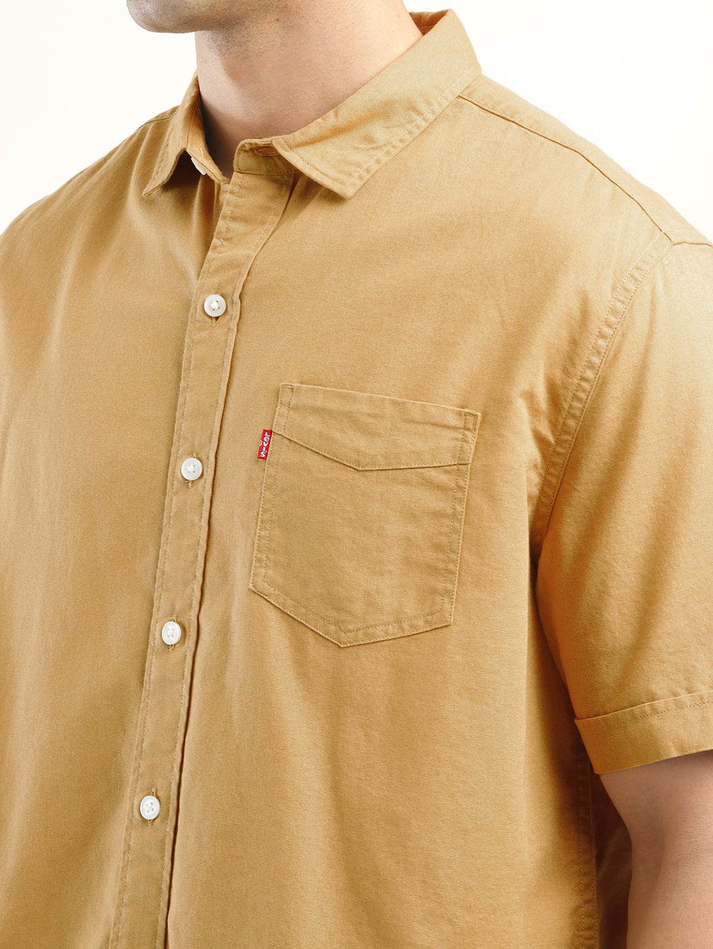 Men's Solid Slim Fit Shirt - Detail View