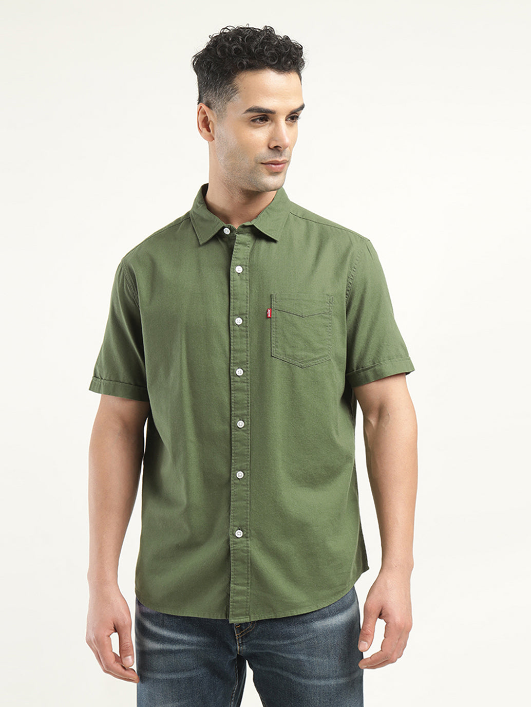 Men's Solid Slim Fit Shirt - Front View