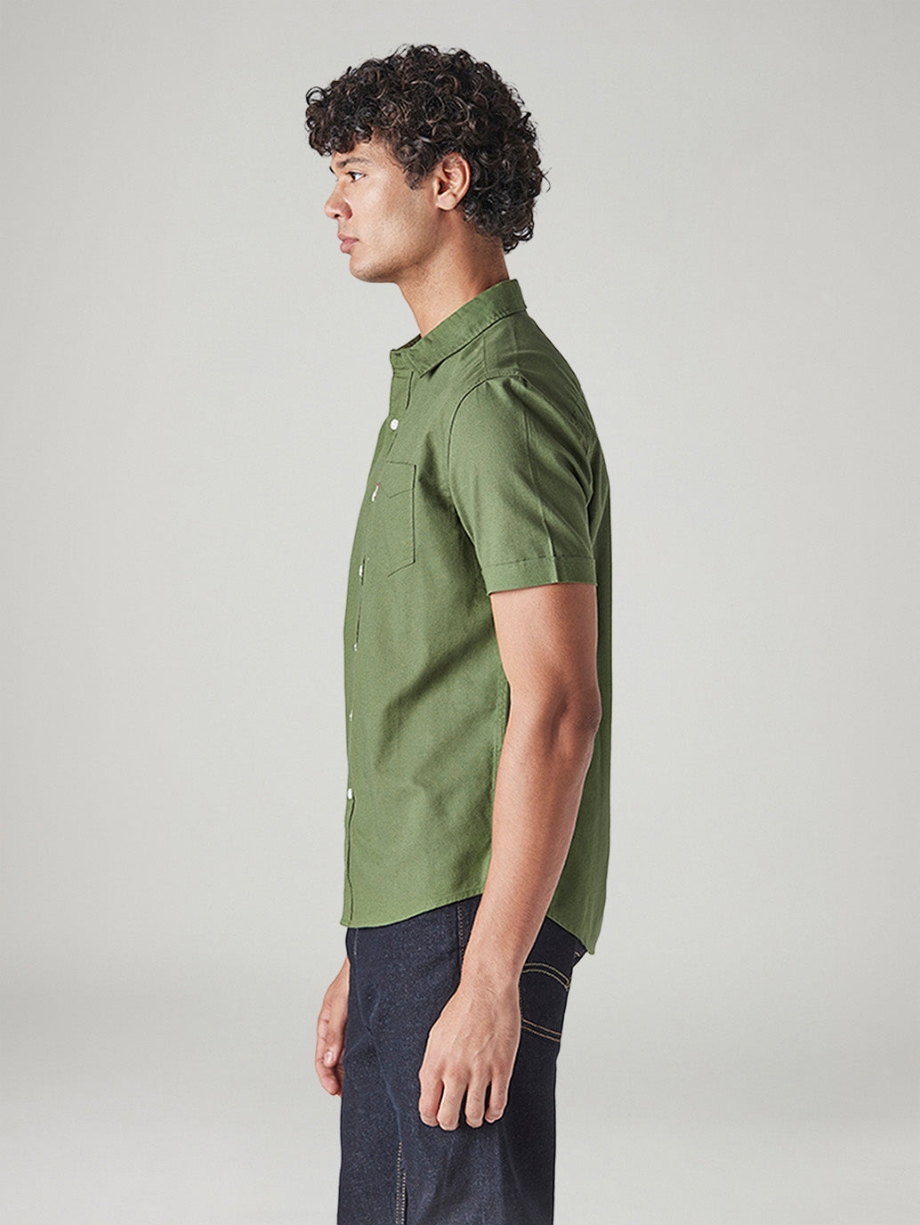 Men's Solid Slim Fit Oxford Shirt - Side View