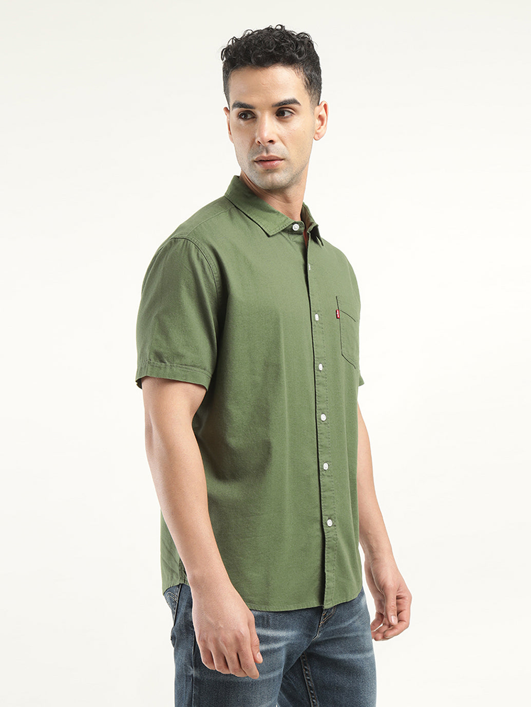 Men's Solid Slim Fit Shirt - side View
