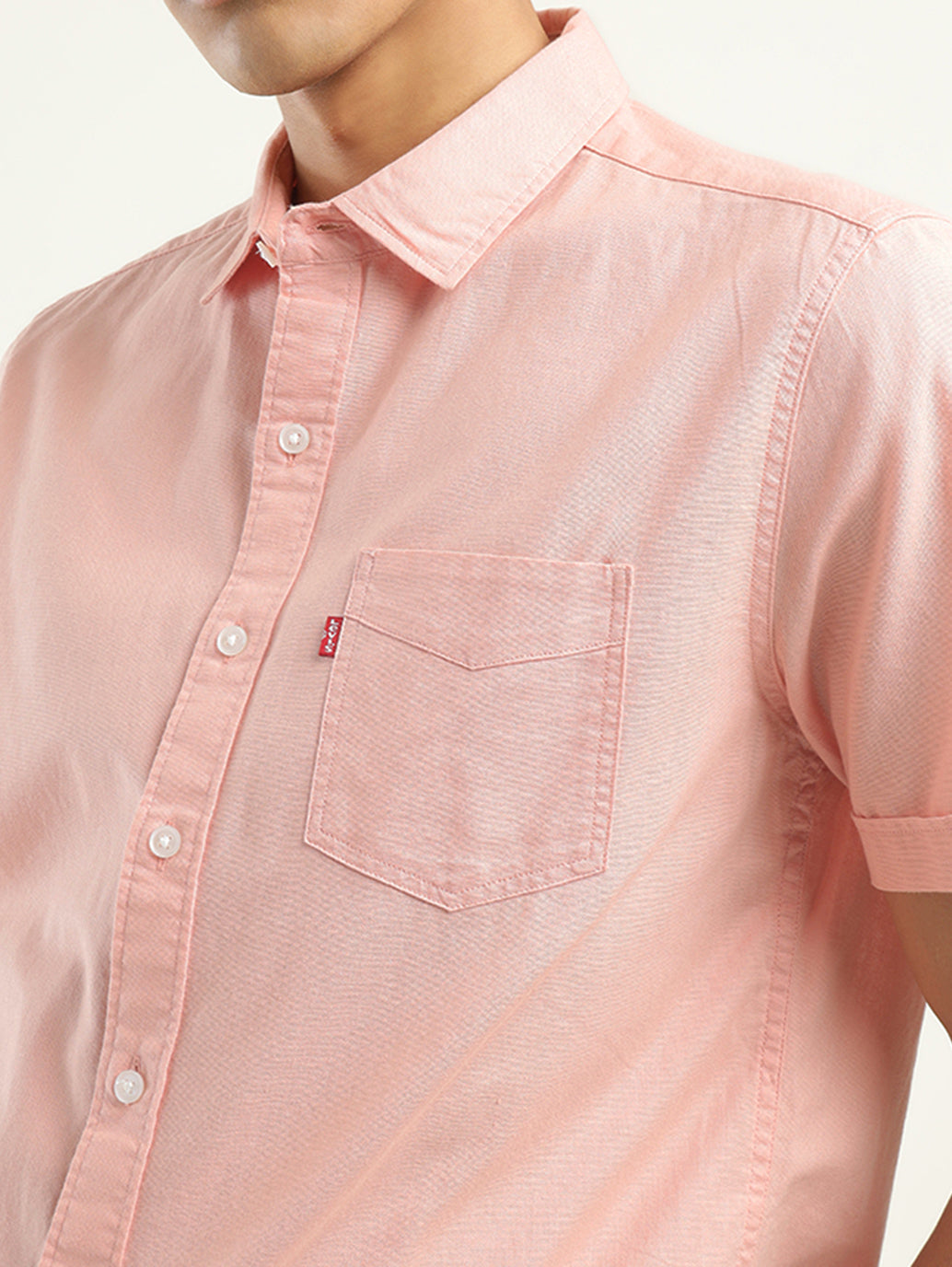 Men's Solid Slim Fit Shirt - Detail View