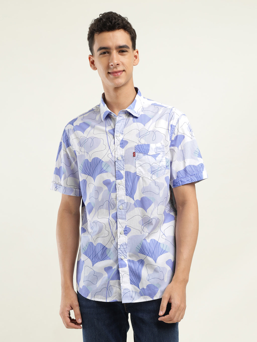 Men's Printed Slim Fit Shirt - Front View