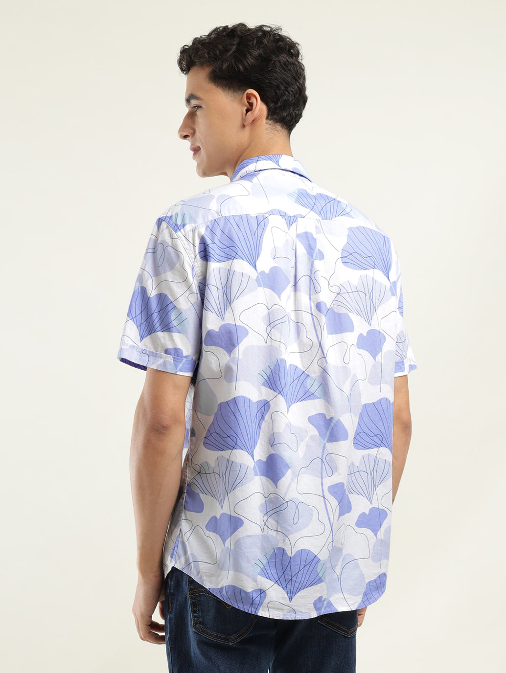 Men's Printed Slim Fit Shirt - Back View