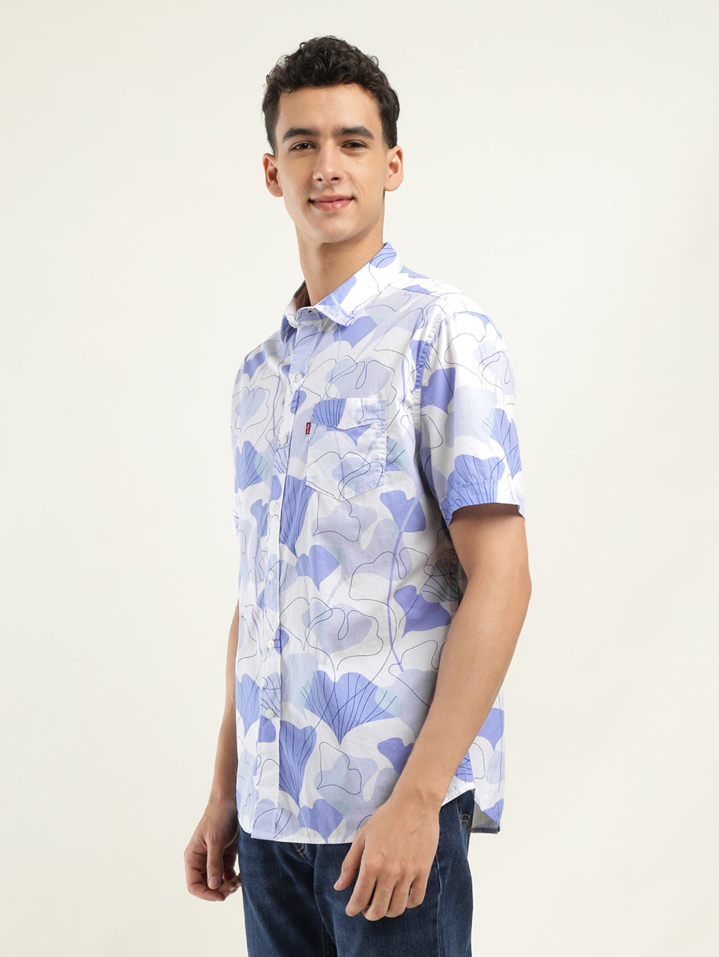 Men's Printed Slim Fit Shirt - Side View