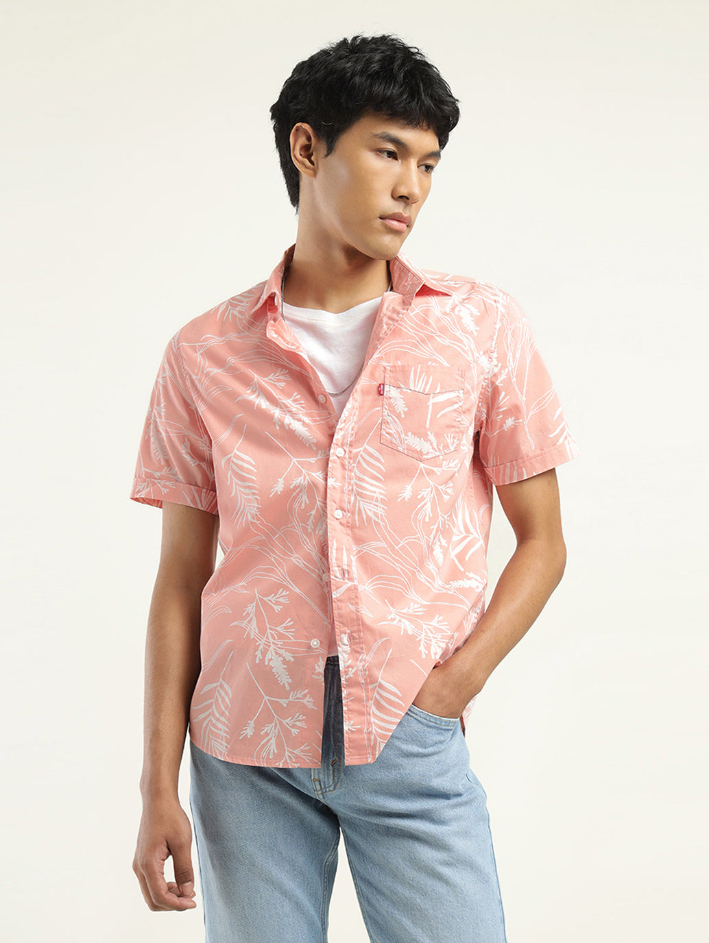 Men's Printed Slim Fit Shirt - Front View