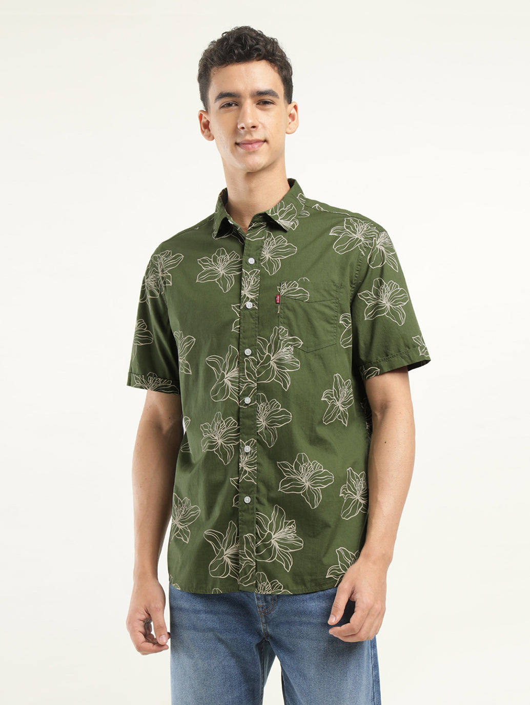 Men's Printed Slim Fit Shirt - Front View