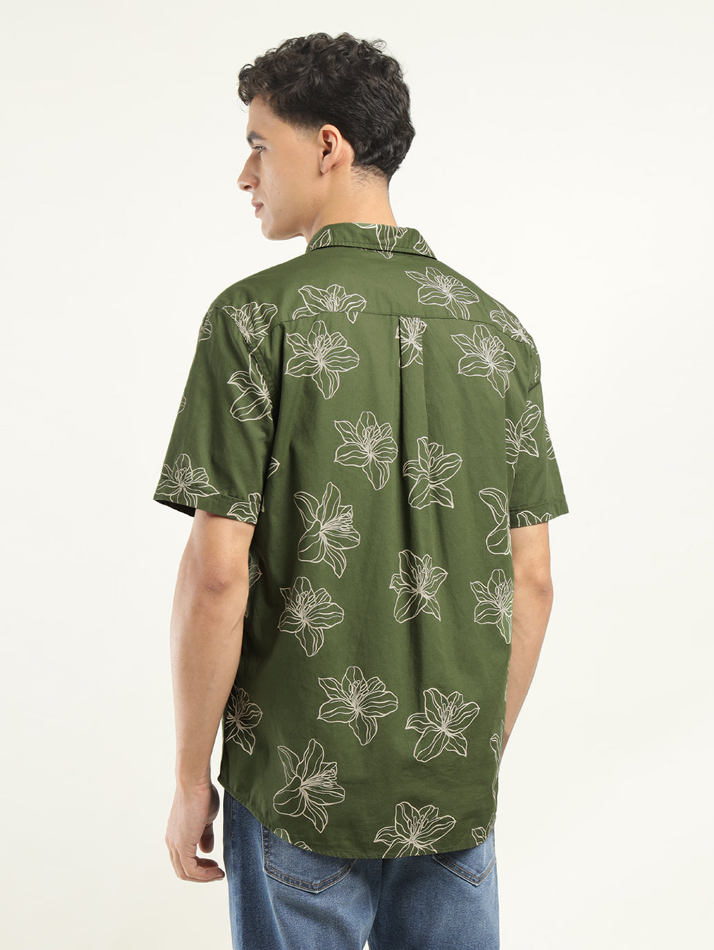 Men's Printed Slim Fit Shirt - Back View