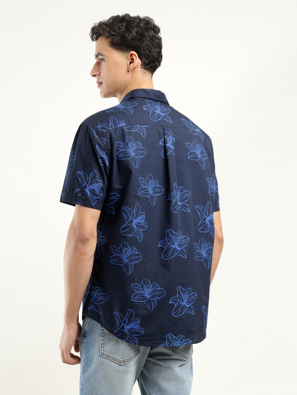 Men's Printed Slim Fit Shirt - Back View